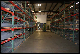 Interior of the A & A Building Specialties warehouse